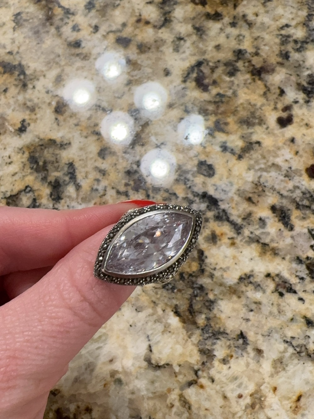 Clear Crystal Statement Ring - Silver Tone